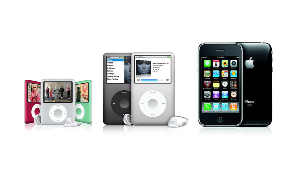 Apple iPod nano, Apple iPod classic, Apple iPhone 3G