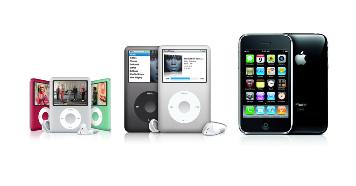 Apple iPod nano, Apple iPod classic, Apple iPhone 3G