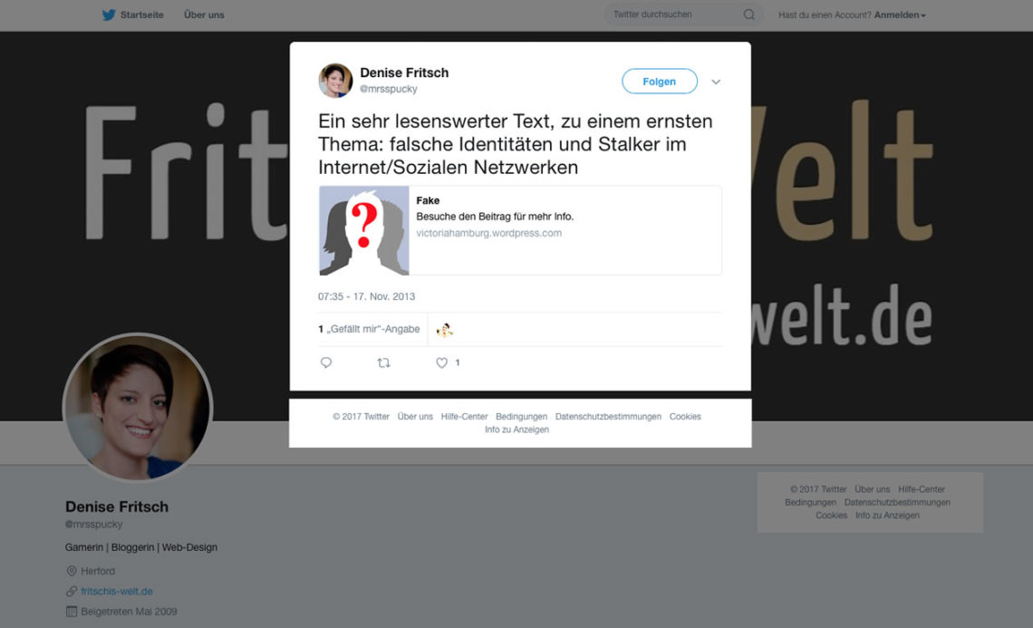 Tweet zum Artikel "Fake" von Victoria Schwartz