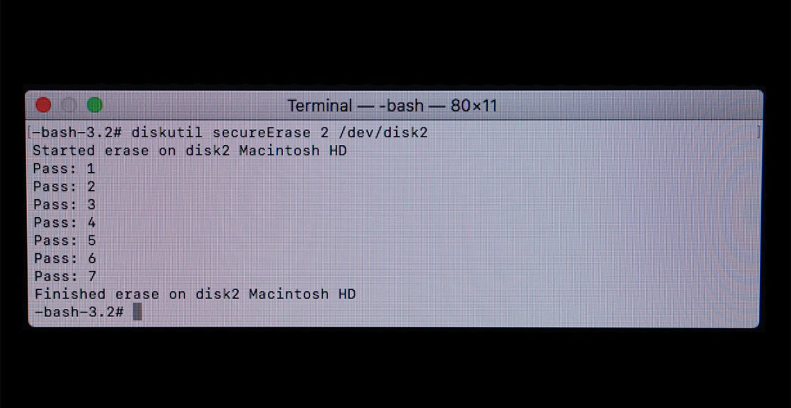 Terminal Befehl: diskutil secureErase